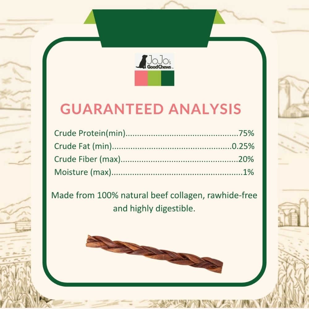 Braided Collagen Stick Dog Treats for Joint Health - 12-Inch Standard (4-Pack)