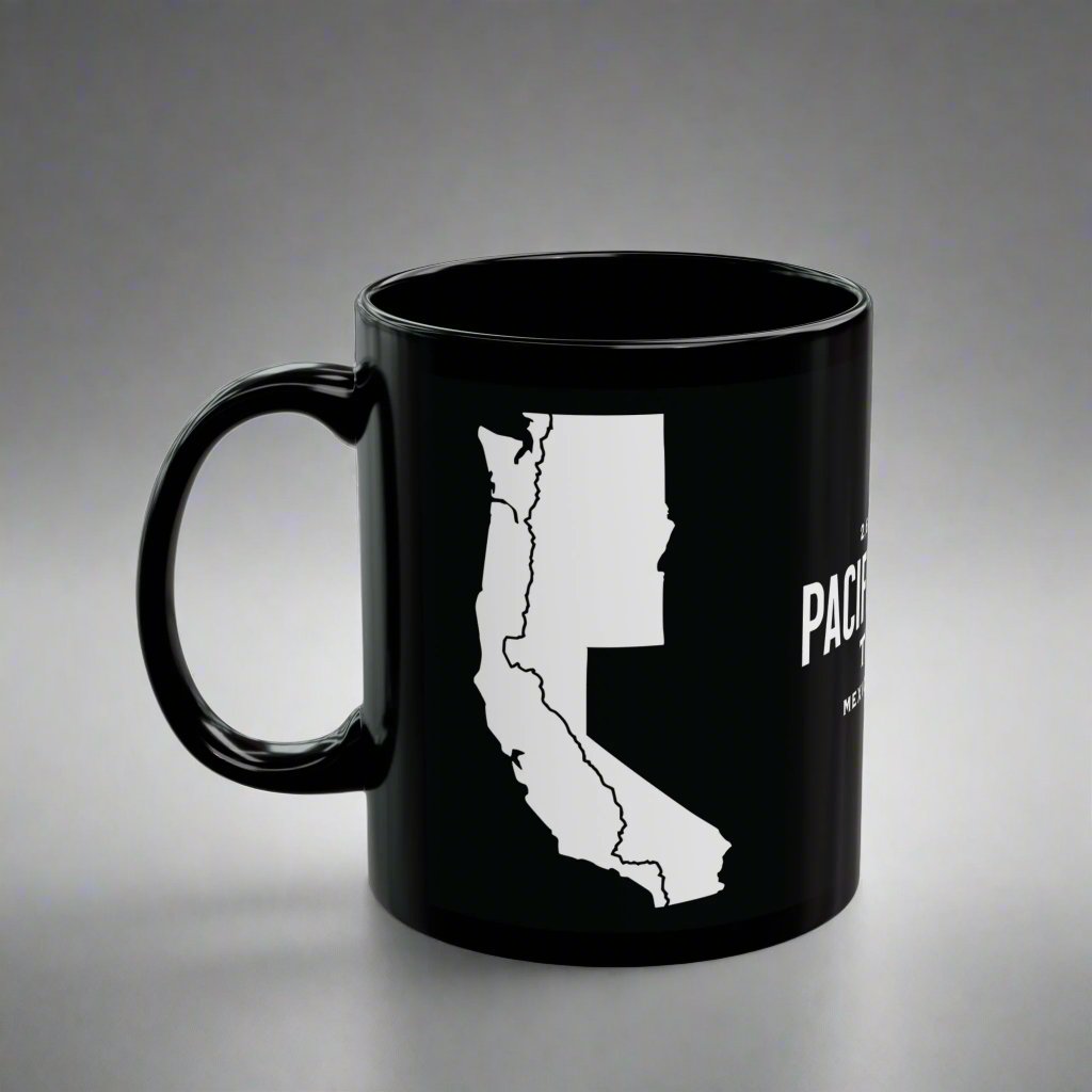 Pacific Crest Trail Classic Marker Black Mug 11oz, 15oz PCT Mexico to Canada Map Hiking Hike Inspired Drinkware