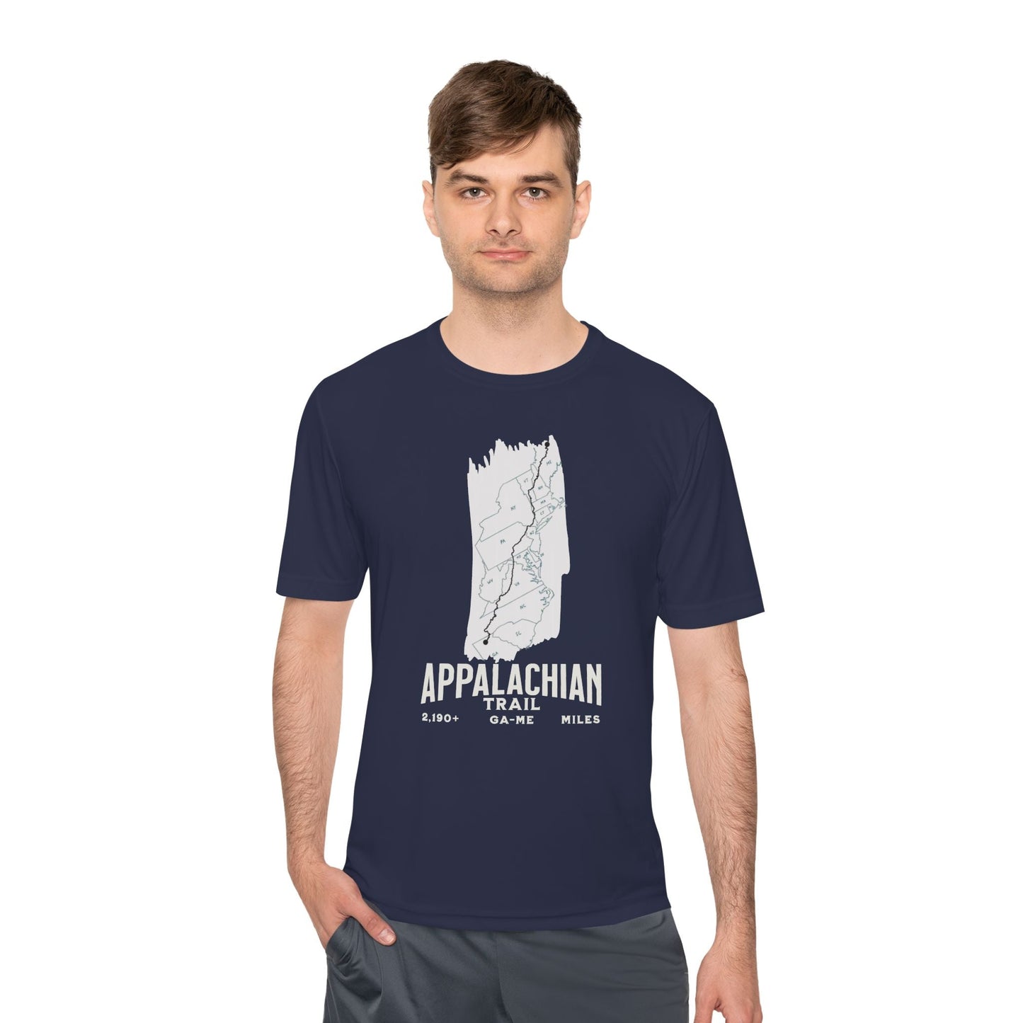 Appalachian Trail White Blaze Map Unisex Fit Sport Tech Performance T-shirt
