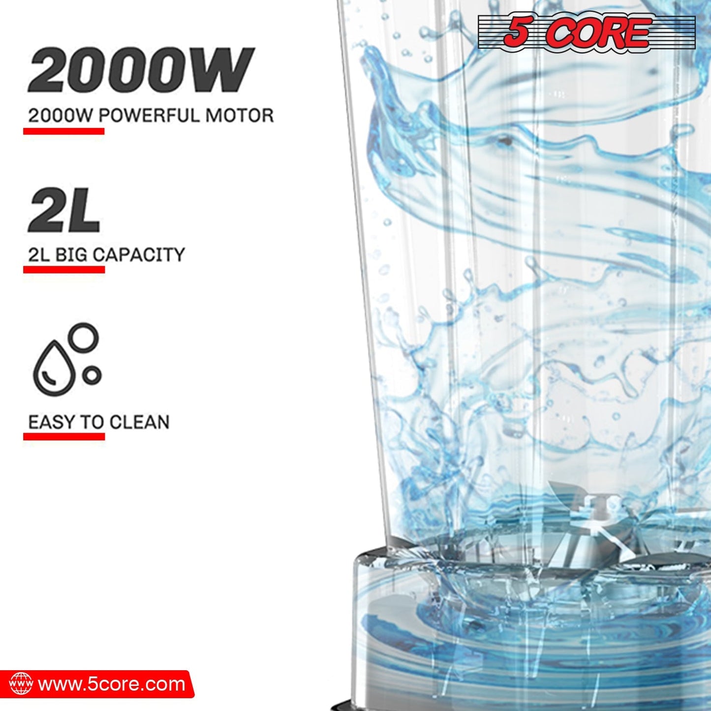 5Core Juicer Blender Machines 2000W High-Speed Countertop Kitvhen