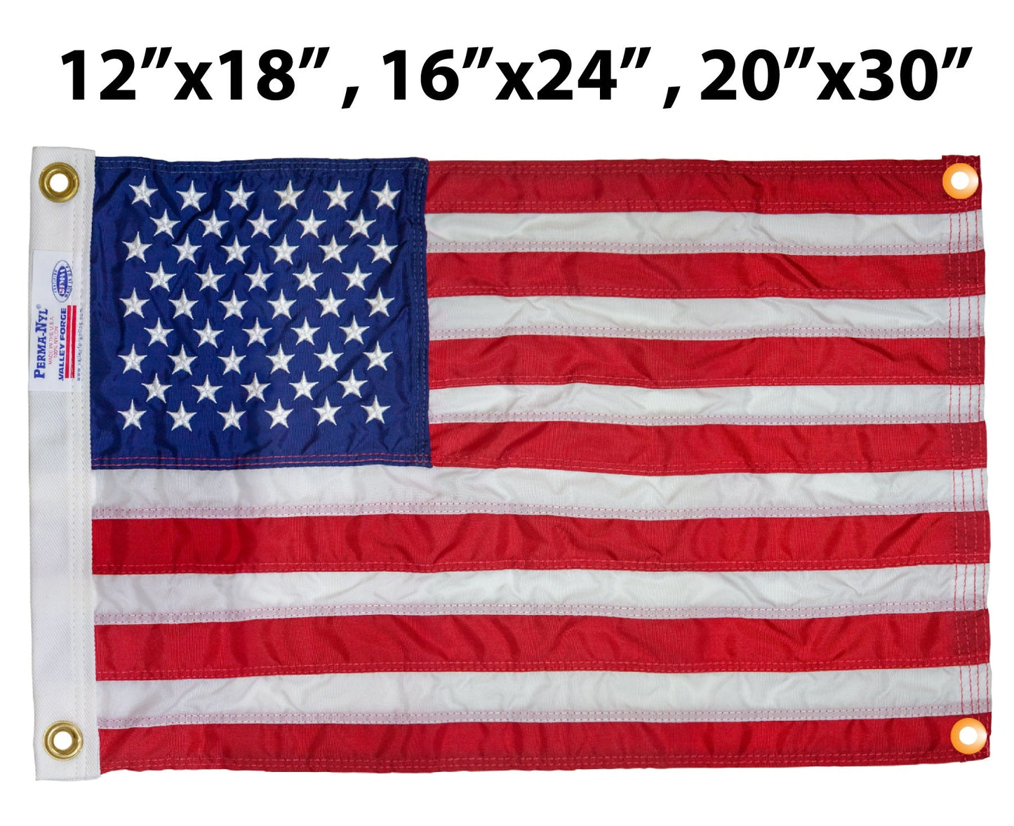 Nylon American Flag with Grommets Along Edges for Wall Hanging - Indoor or Outdoor *Made in USA*