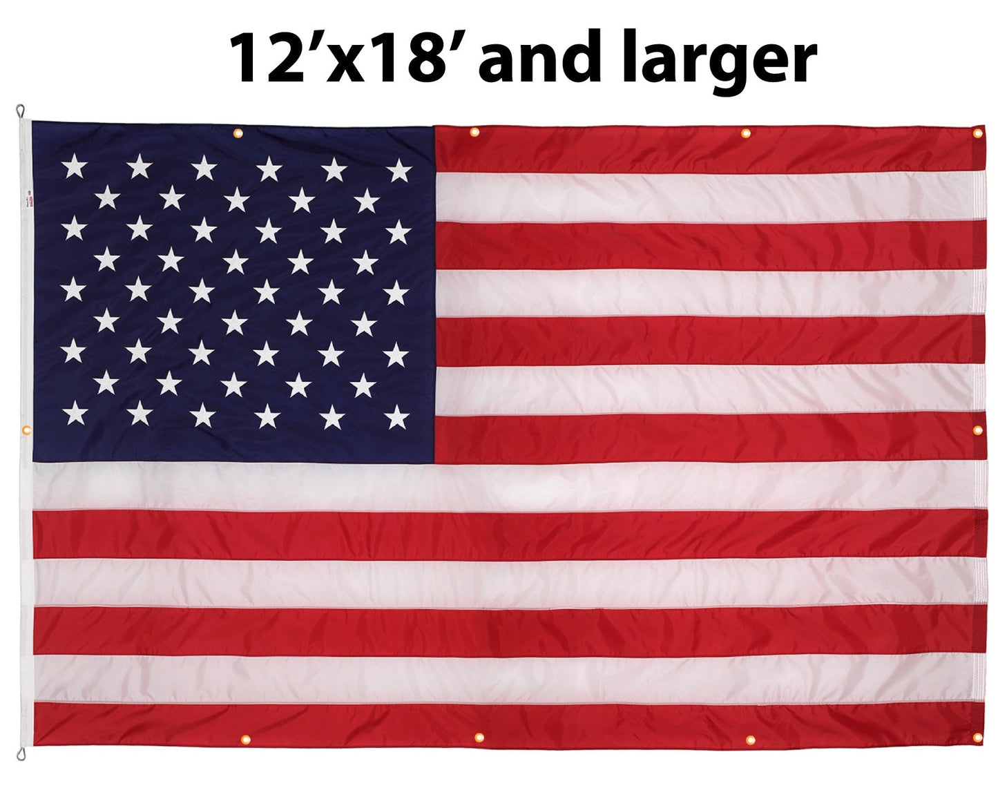 Nylon American Flag with Grommets Along Edges for Wall Hanging - Indoor or Outdoor *Made in USA*