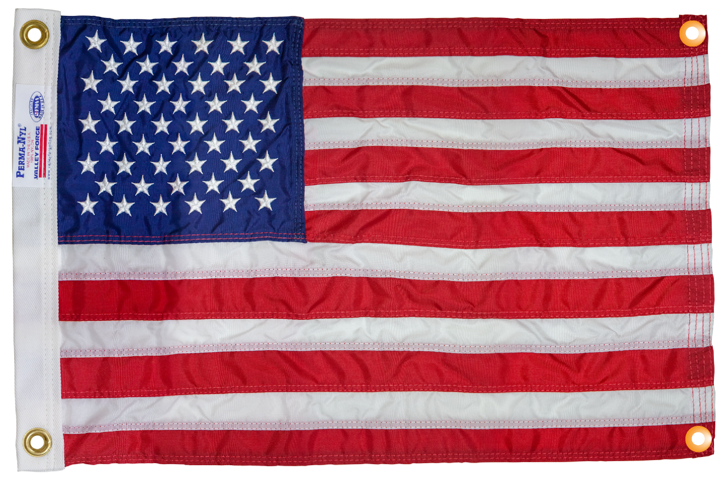 Nylon American Flag with Grommets Along Edges for Wall Hanging - Indoor or Outdoor *Made in USA*
