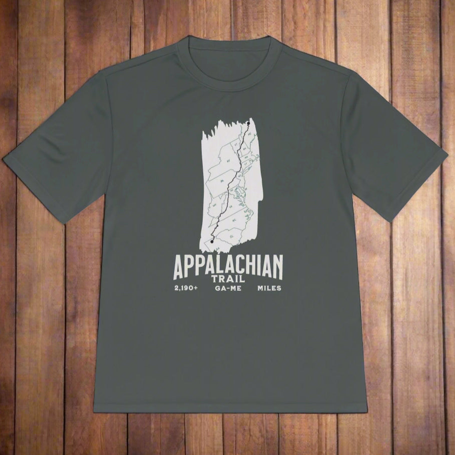 Appalachian Trail White Blaze Map Unisex Fit Sport Tech Performance T-shirt