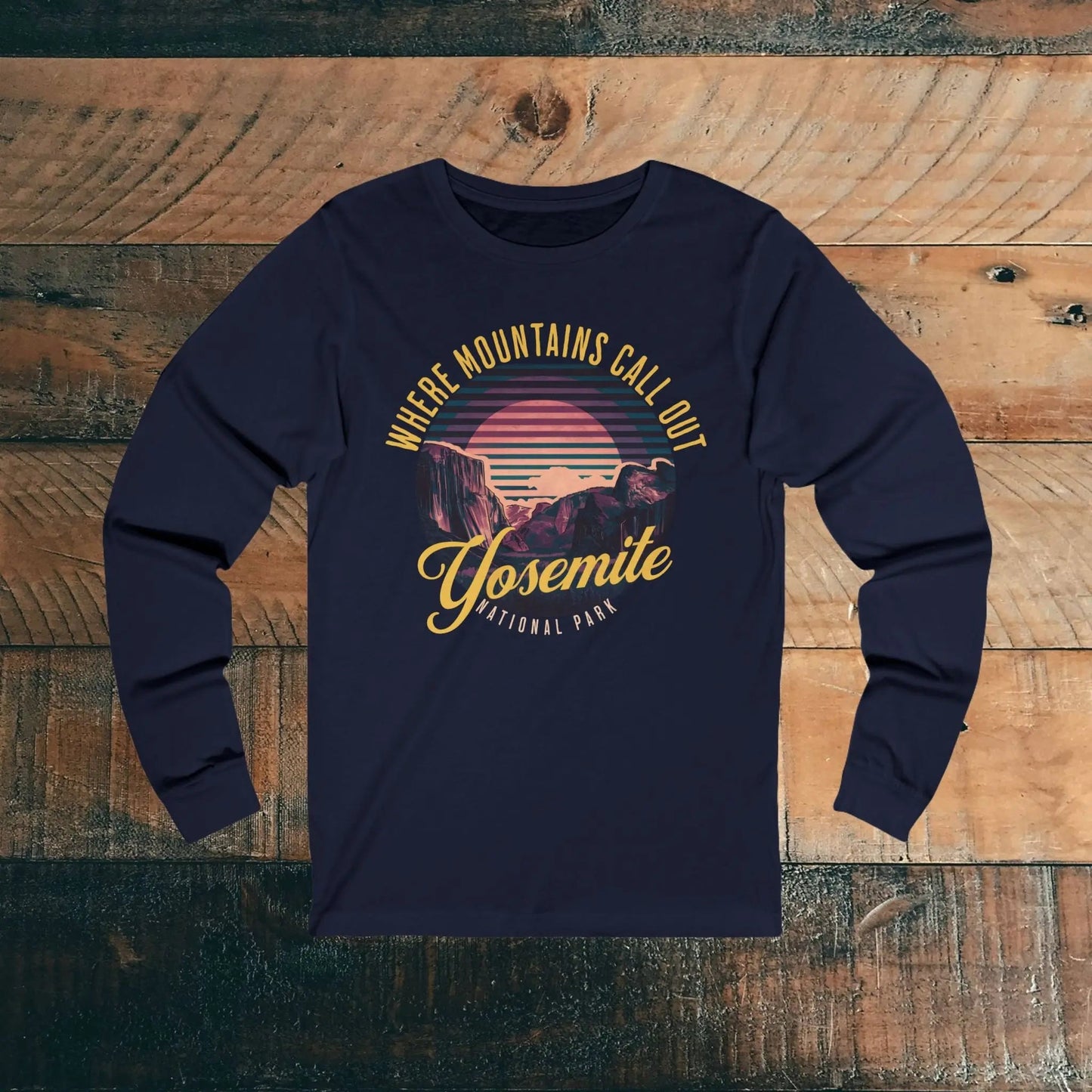 Yosemite National Park Unisex Fit Long Sleeve T-shirt Valley Retro
