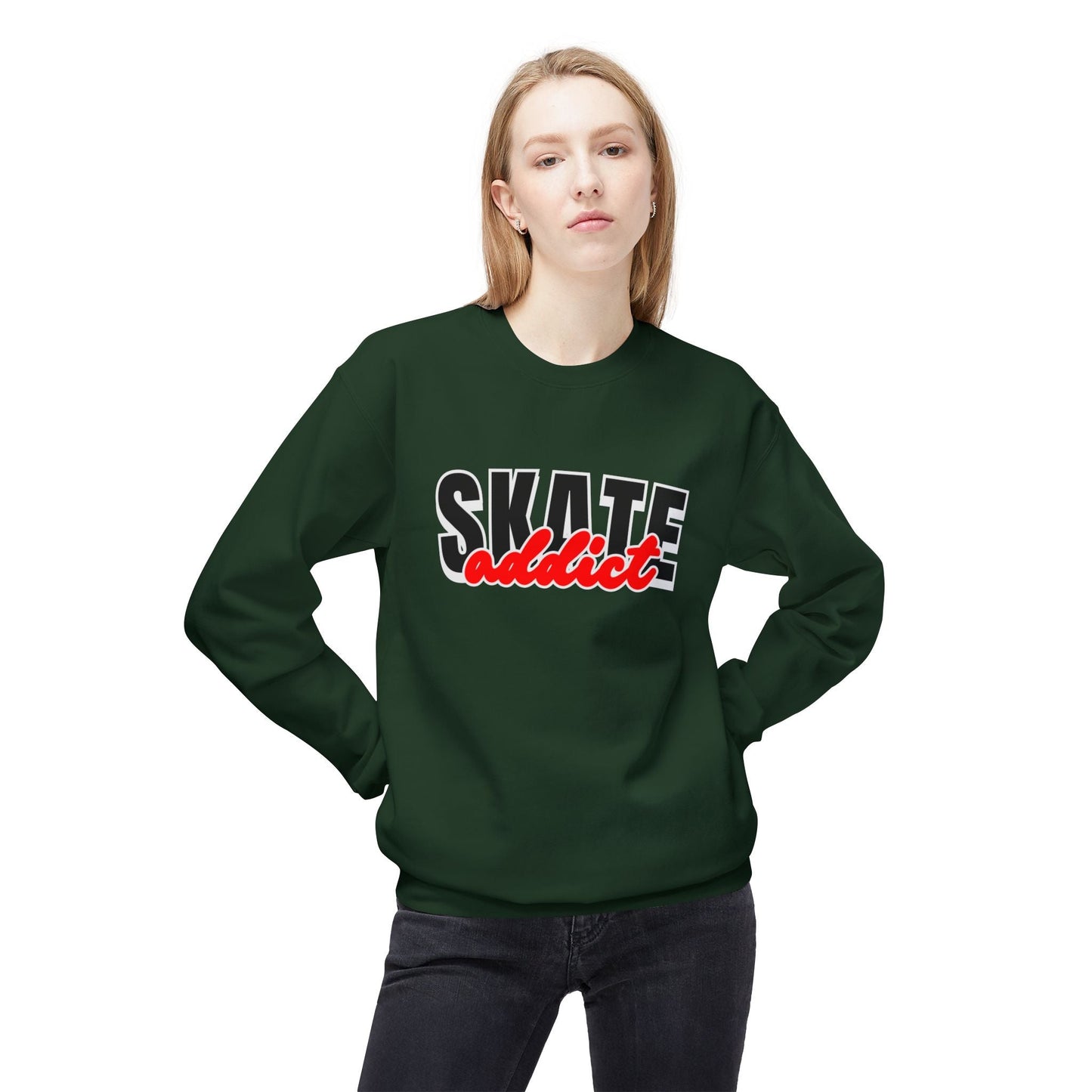 Skate Addict Unisex Fleece Crewneck Sweatshirt