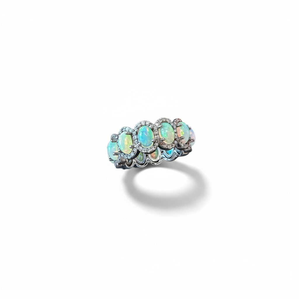 Opal multistone ring in silver