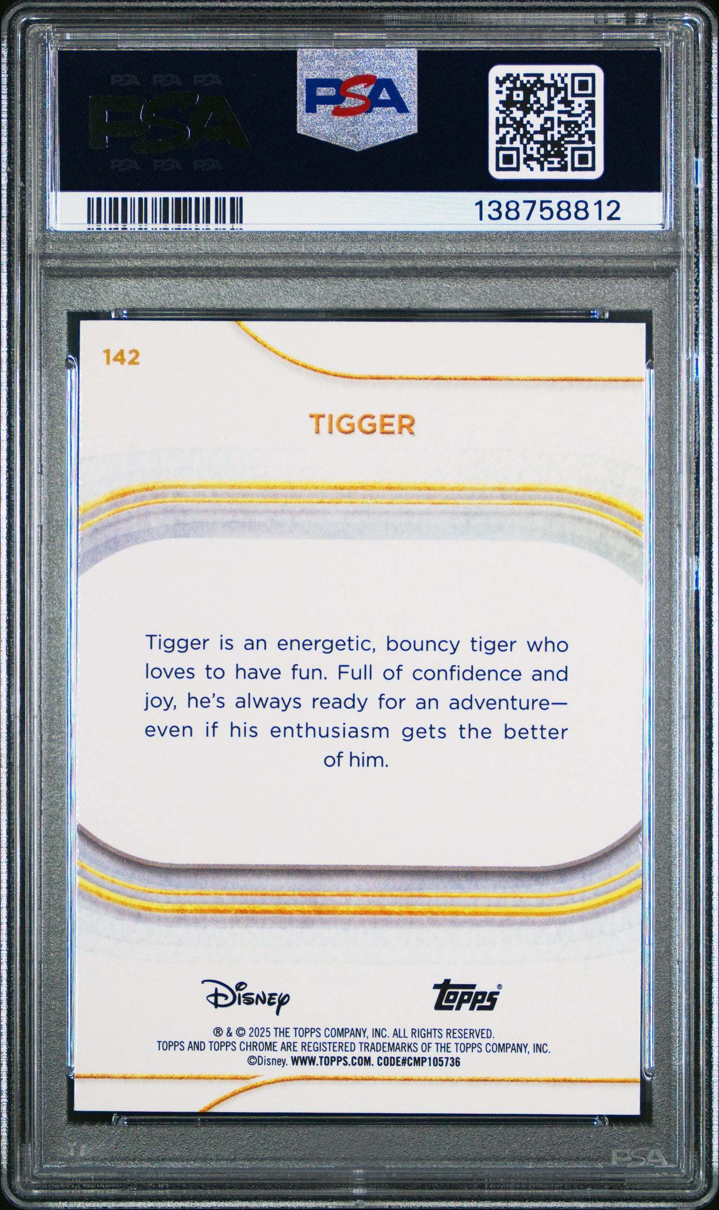 Graded 2025 Topps Chrome Disney Tigger #142 Winnie The Pooh Trading Card PSA 10 Gem Mint