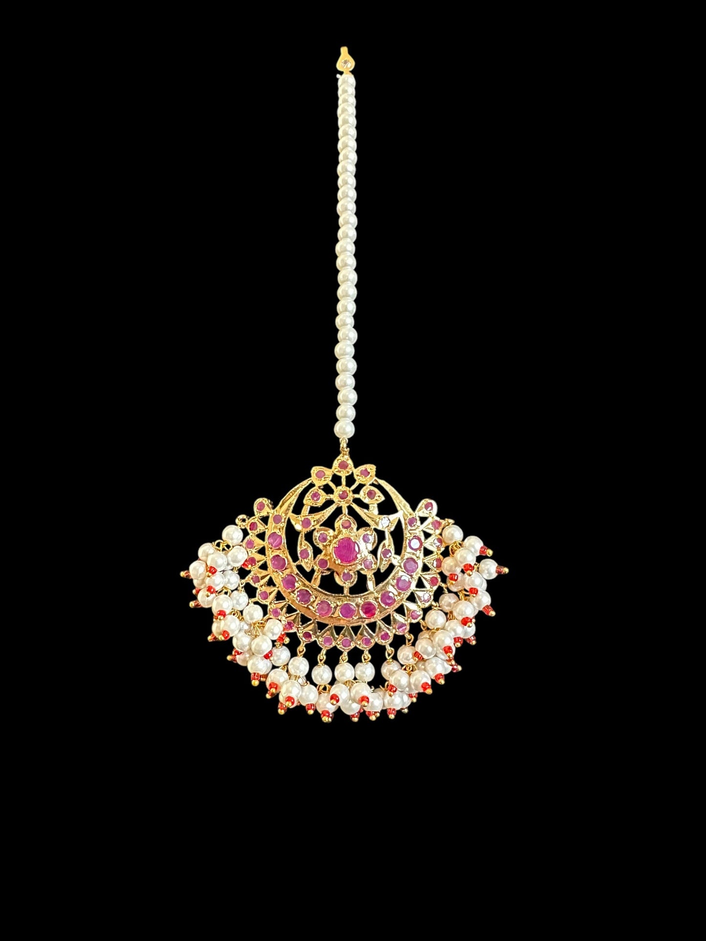 C534 Viya bridal choker set in rubies and pearls (SHIPS IN 4 WEEKS )