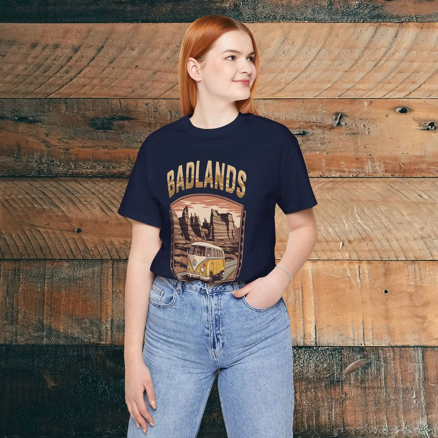 Badlands National ParkUnisex Fit Soft T-shirt Volkswagon Bus