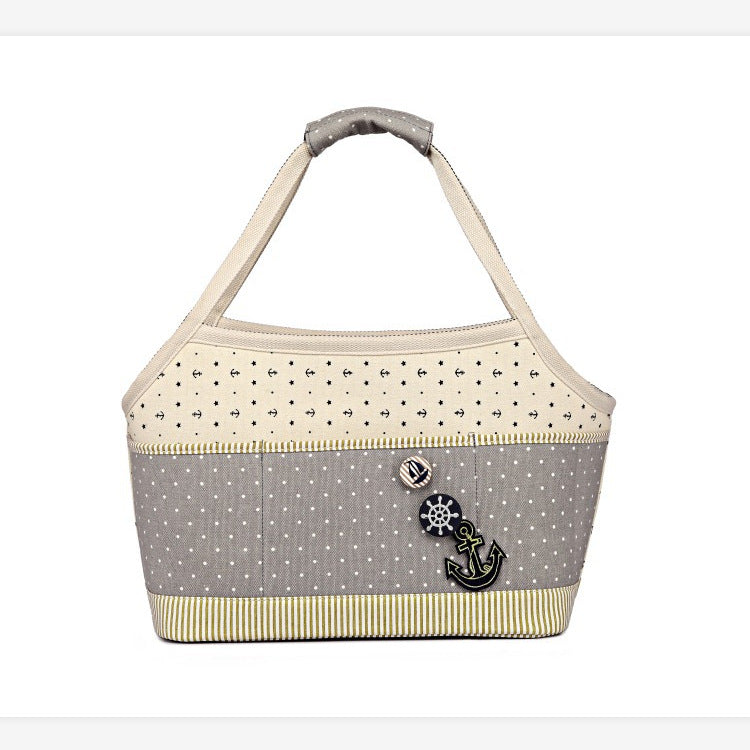 Canvas Pet Carrier Tote with Nautical Design – Breathable & Stylish