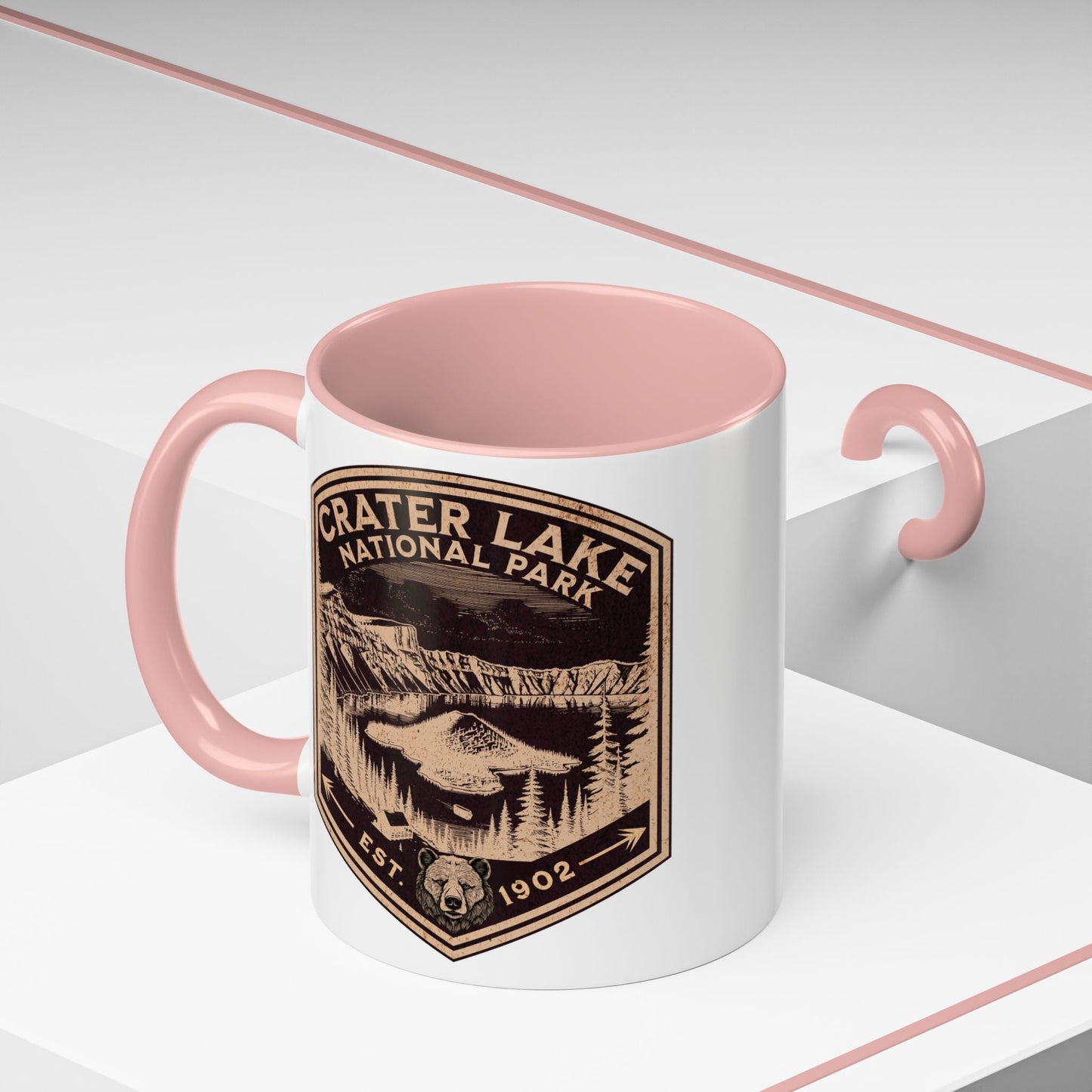 Crater Lake Accent Coffee Mug 11oz 15oz National Park Scenic Bear Shield