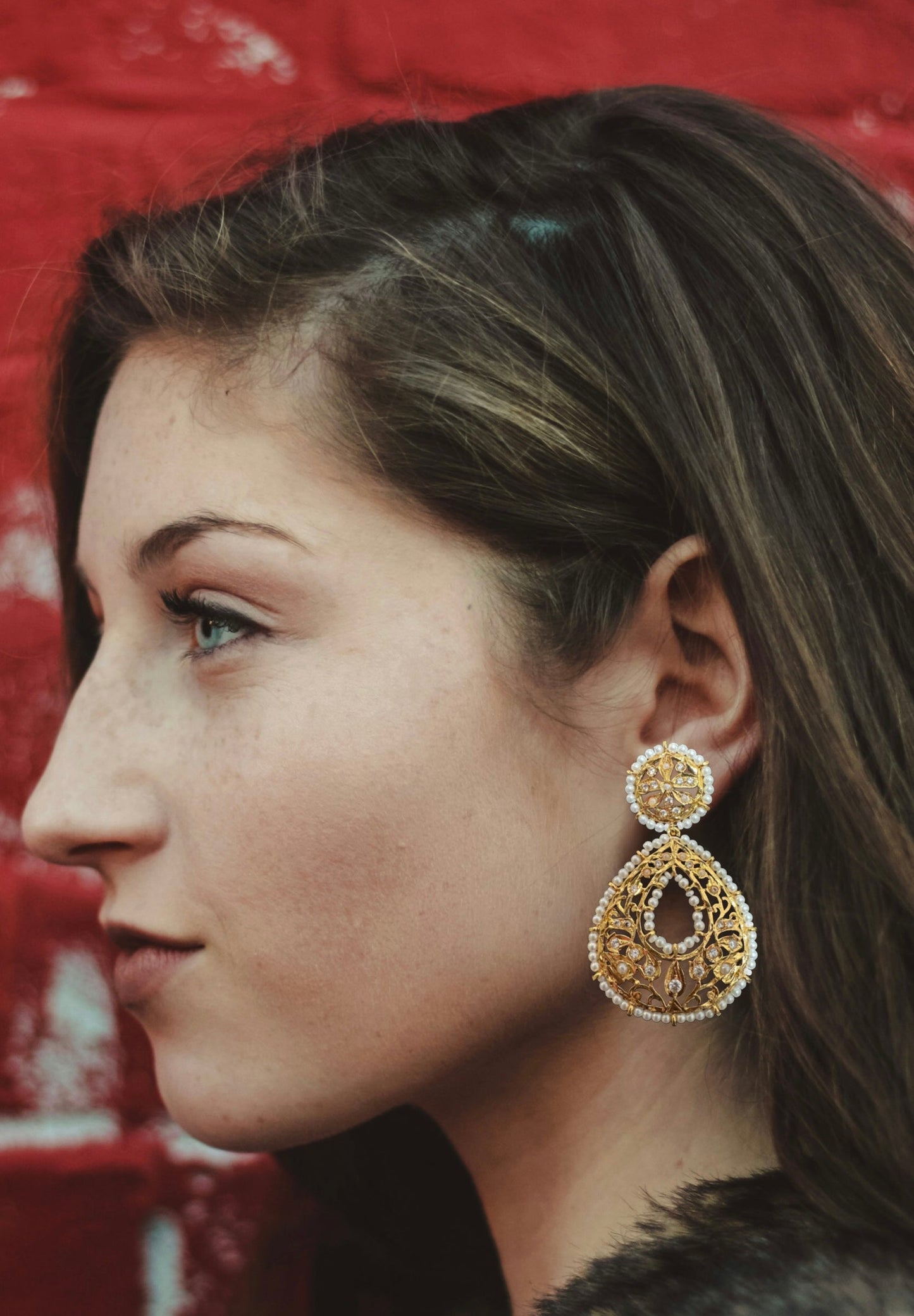DER738 Gold plated chandbali earrings ( READY TO SHIP )