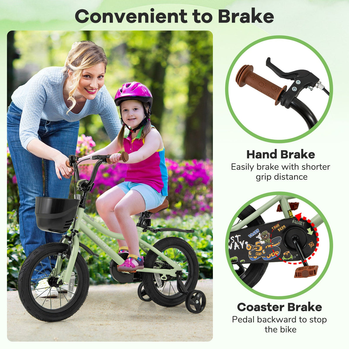 14-Inch Kids Bike Adjustable with Training Wheels for 3-5 Years Old