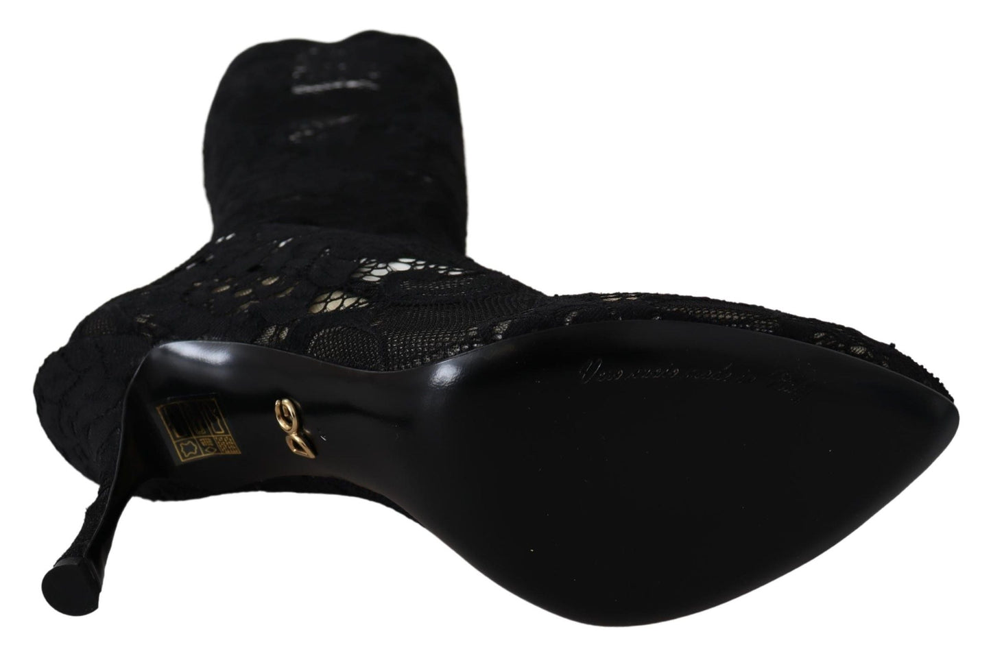 Dolce & Gabbana Black Taormina Lace Socks Boots Shoes Pumps