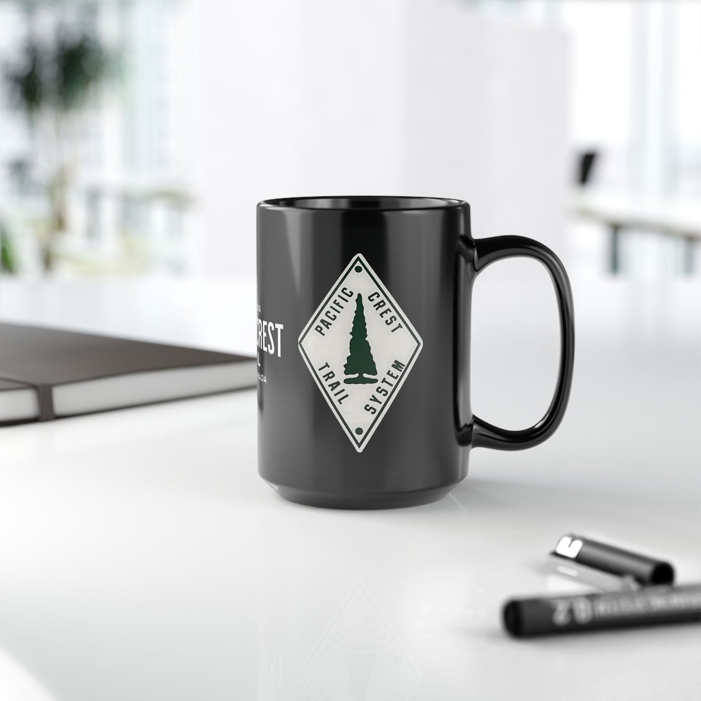 Pacific Crest Trail Classic Marker Black Mug 11oz, 15oz PCT Mexico to Canada Map Hiking Hike Inspired Drinkware