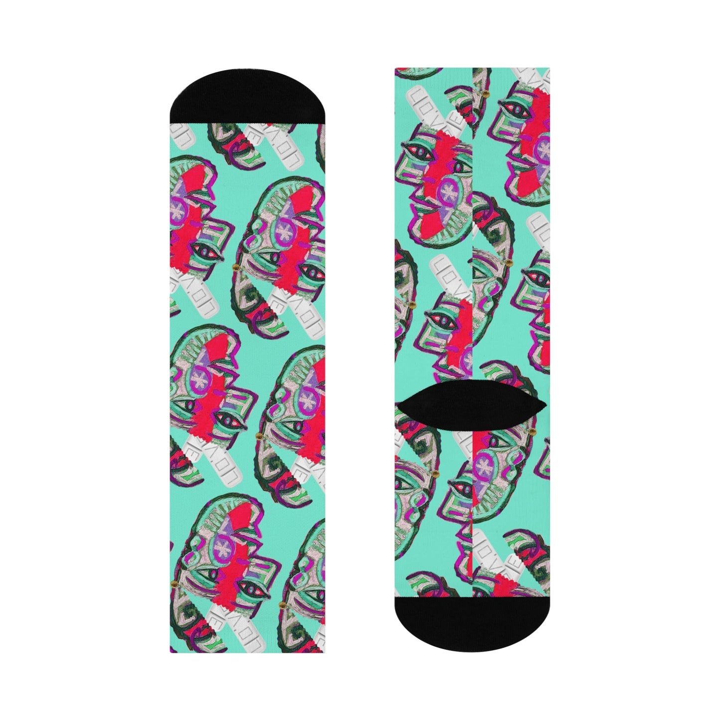 LOVE PILL Cushioned Crew Socks Teal Froth