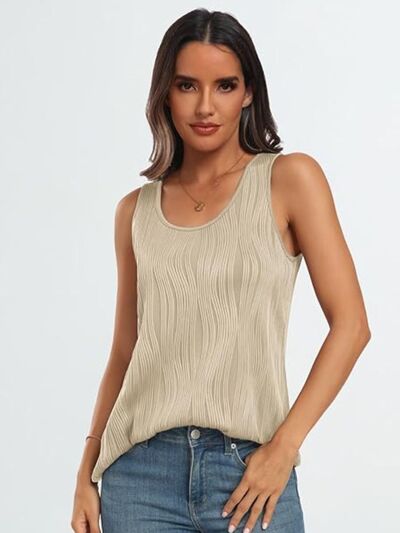 Round Neck Wide Strap Tank - Sybaritic Boutique