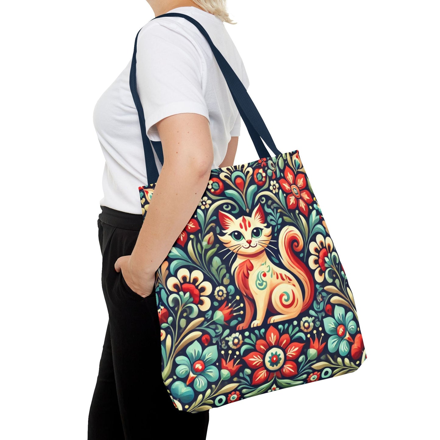 Orange Cat Folk Art Tote Bag