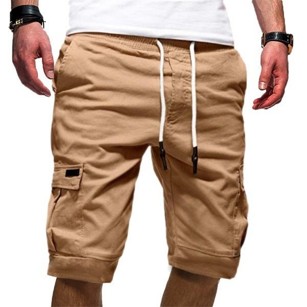 Men's Cargo Jogger Shorts - Drawstring Waist Multi-Pocket