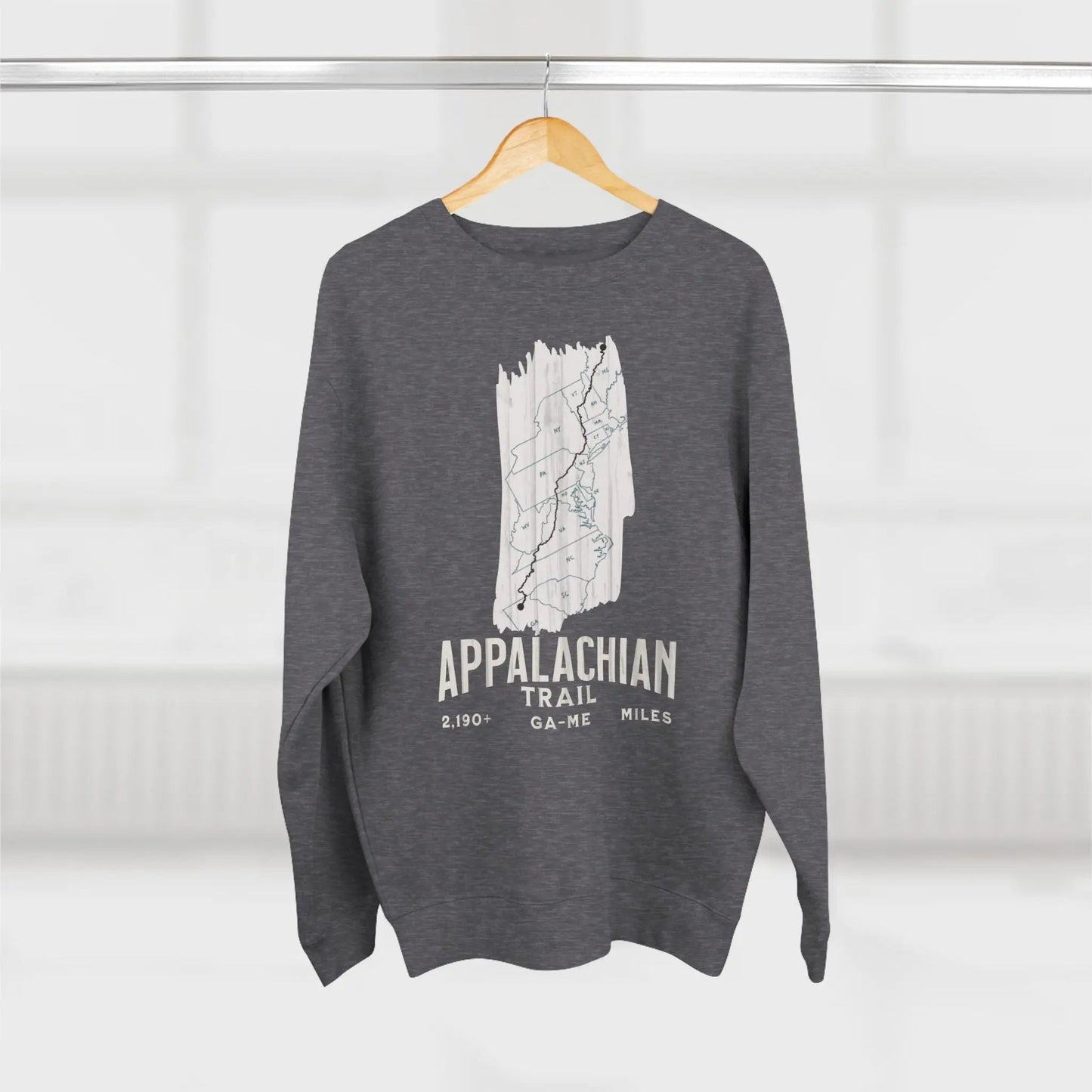 Appalachian National Scenic Trail Unisex Fit Crewneck Sweatshirt White Blaze Map