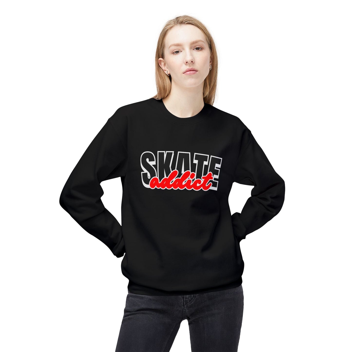 Skate Addict Unisex Fleece Crewneck Sweatshirt