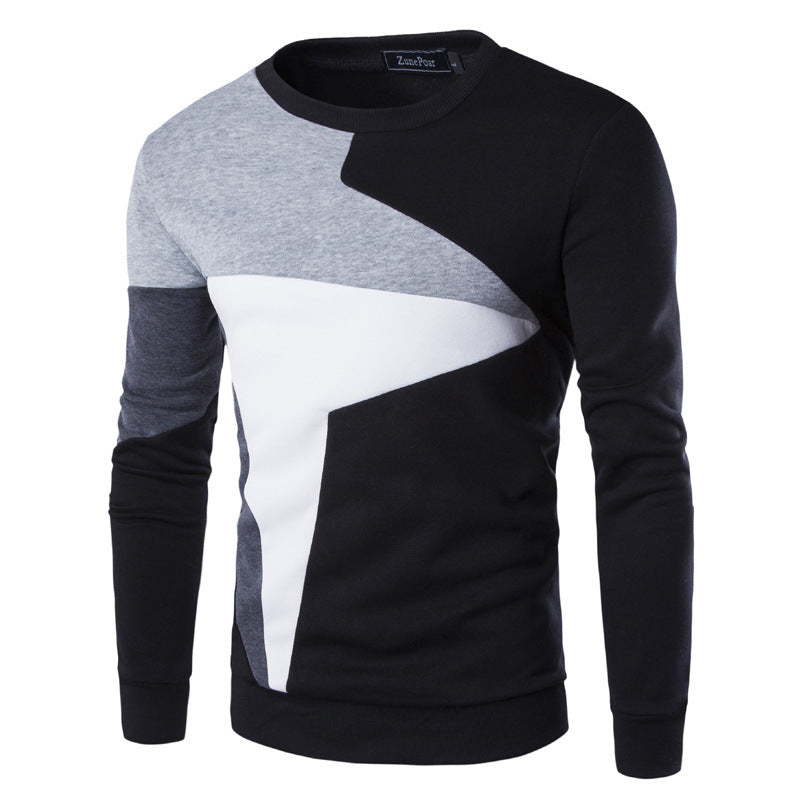 Men's Cotton Colorblock Patchwork Sweatshirt - Geometric Design