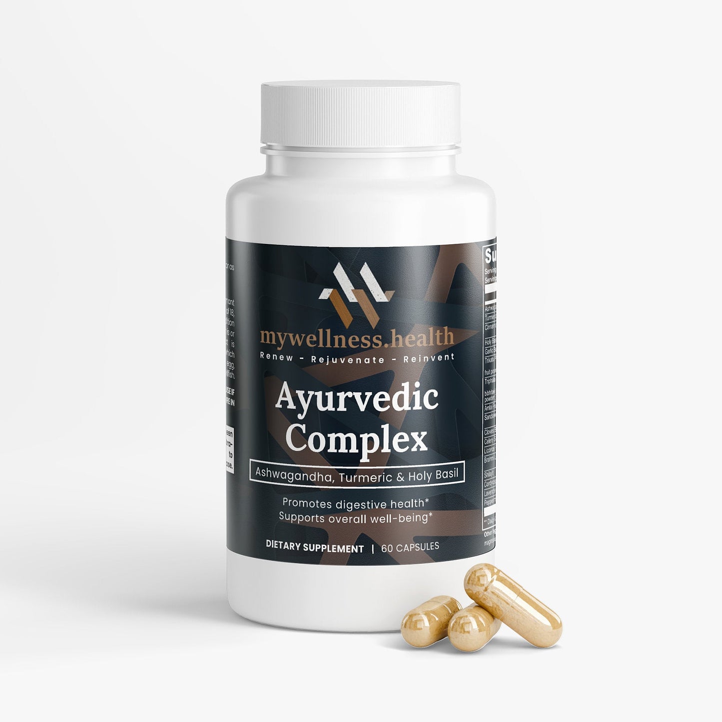 Ayurvedic Complex Supplement - Ashwagandha Turmeric Holy Basil
