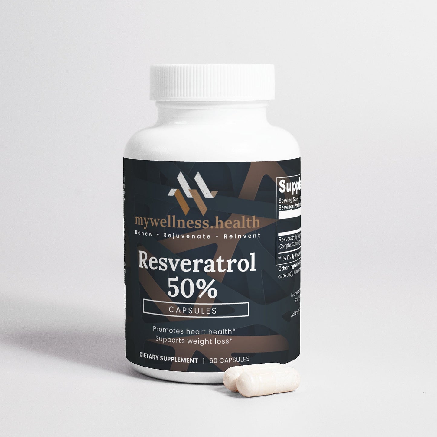 Trans-Resveratrol 50% Supplement - Natural Antioxidant Capsules
