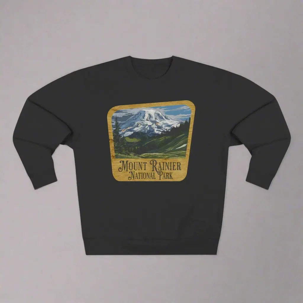 Mount Rainier National Park Unisex Fit Crewneck Sweatshirt Wood Sign