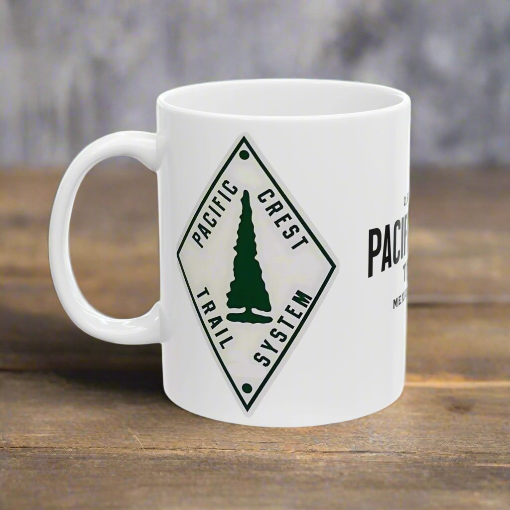 Pacific Crest Trail Classic Trail Marker Coffee Mug 11oz, 15oz Mexico To Canada Map