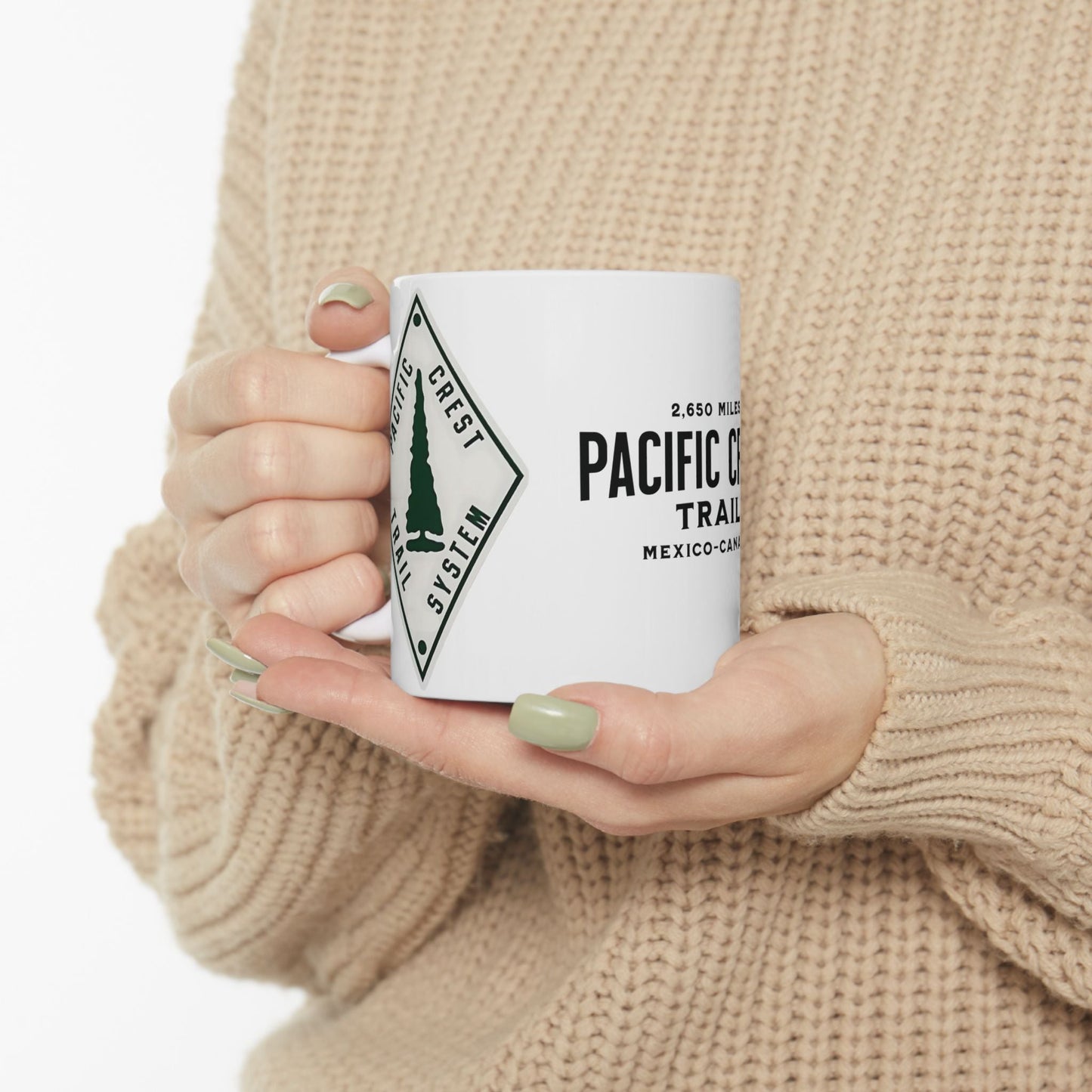 Pacific Crest Trail Classic Trail Marker Coffee Mug 11oz, 15oz Mexico To Canada Map