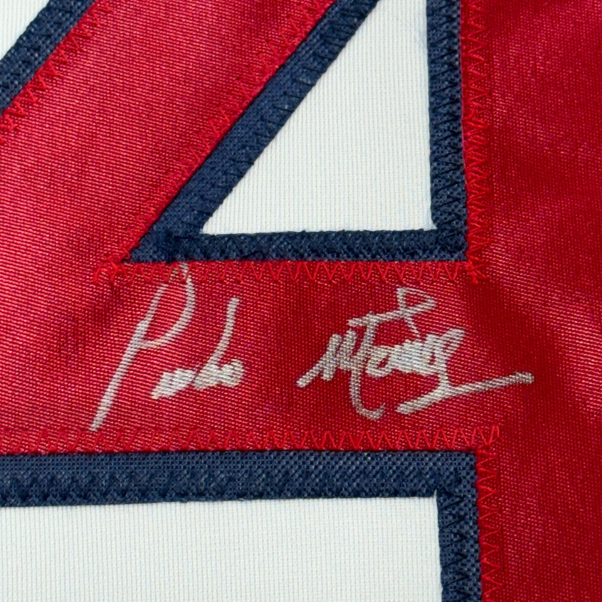 Framed Autographed/Signed Pedro Martinez 35x39 Boston White Baseball Jersey JSA COA