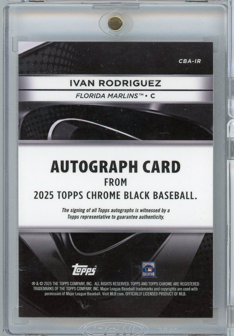 2025 Topps Chrome Black Ivan Pudge Rodriguez #CBA-IR /50 Gold Mini Diamond Auto Baseball Card