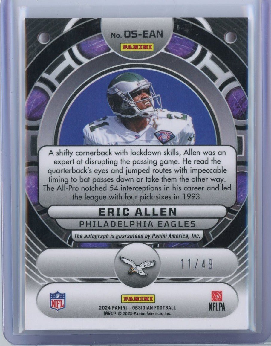 2024 Panini Obsidian Orbital Eric Allen #OSEAN Auto /49 Philadelphia Eagles Football Card