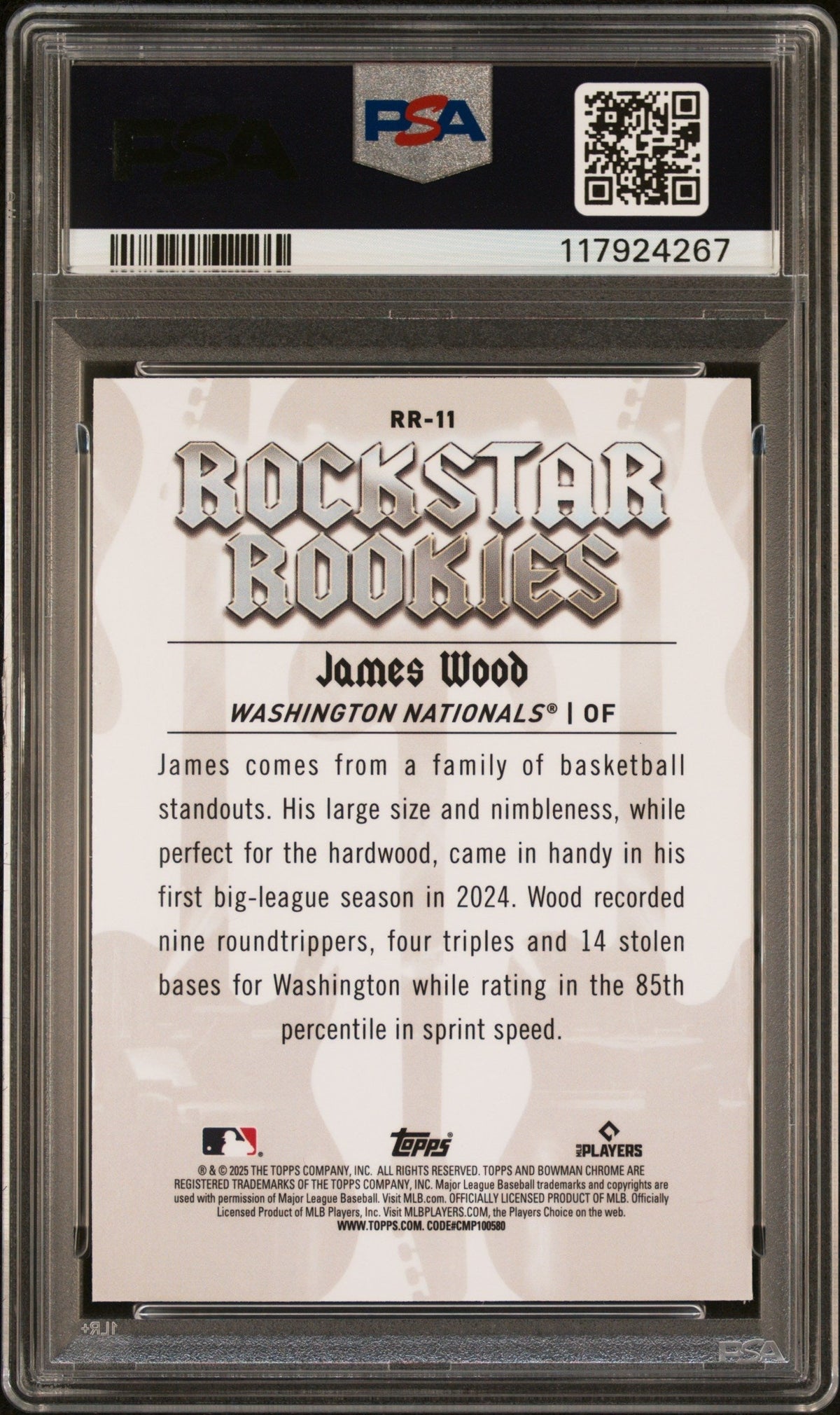 Graded 2025 Topps Bowman James Wood #RR11 Rockstar Rookies Rookie RC Baseball Card PSA 10 Gem Mint