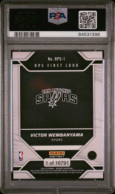 Graded 2023 Panini Instant RPS First Look Victor Wembanyama #RPS1 Rookie RC Basketball Card PSA 10 Gem Mint
