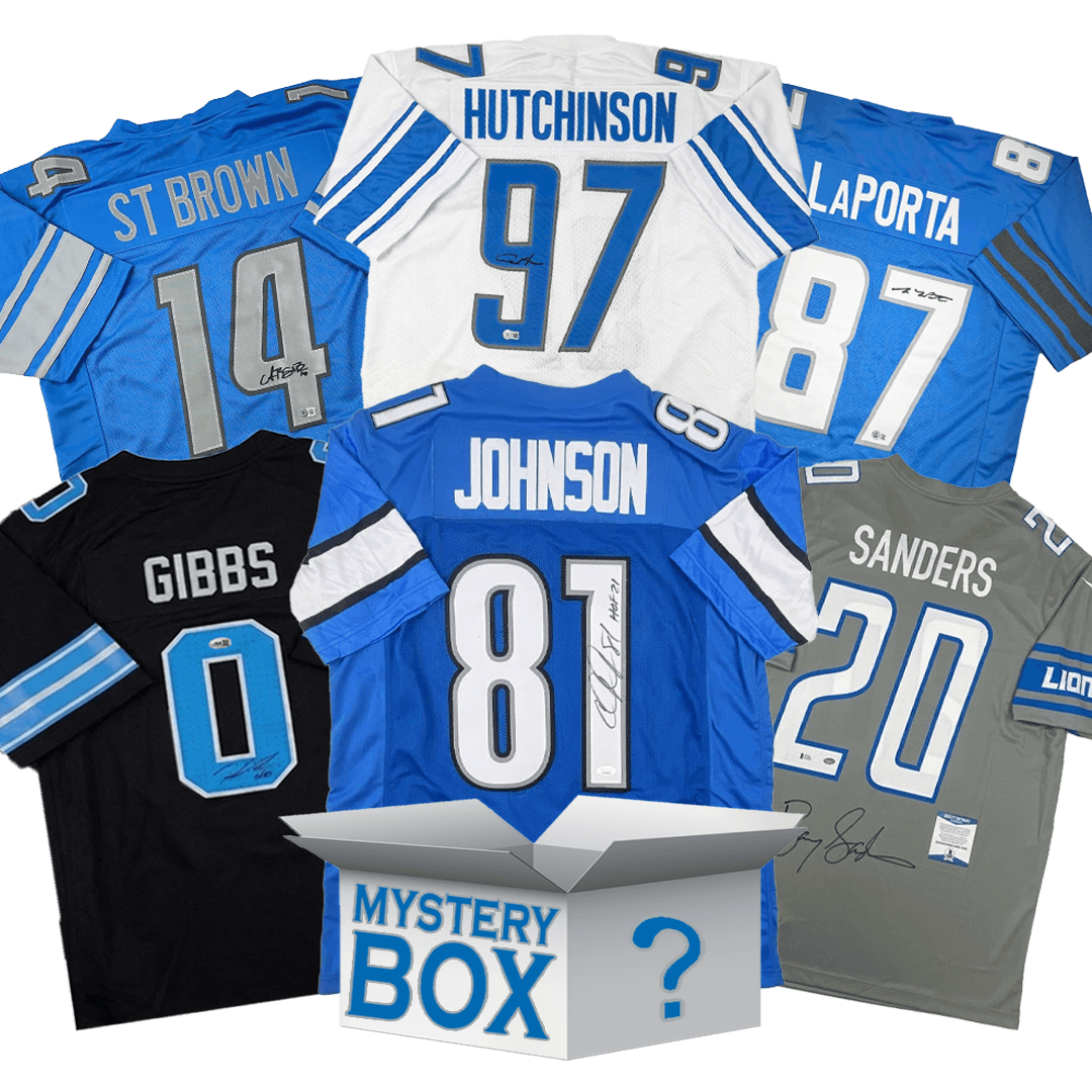 Autographed/Signed Detroit Football Jersey Mystery Box with PSA JSA or Beckett COA