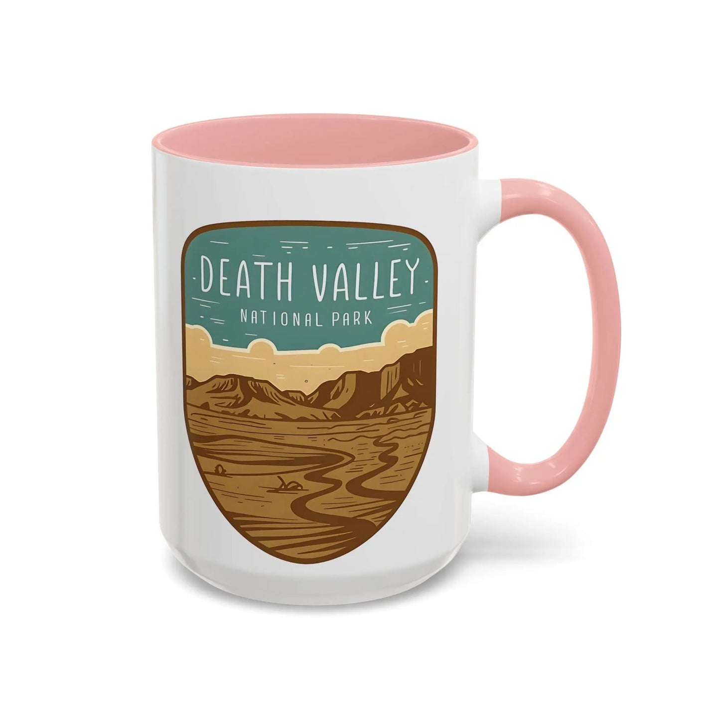 Death Valley National Park Coffee Mug 11oz 15oz Desert Shield Graphic Blue Black Pink Red