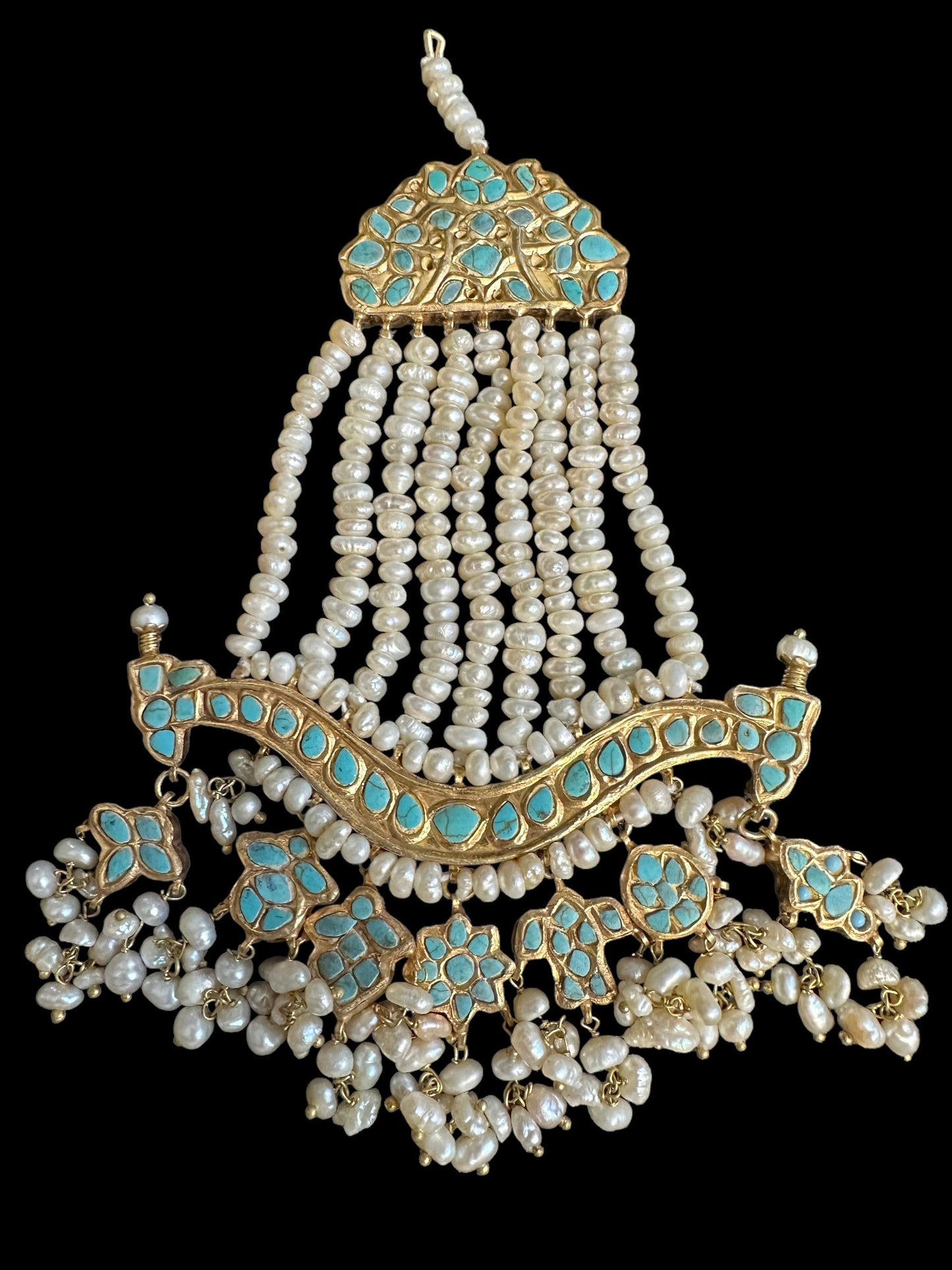 JTK9 Anuja jhoomar tika in feroza/ turquoise ( READY TO SHIP )