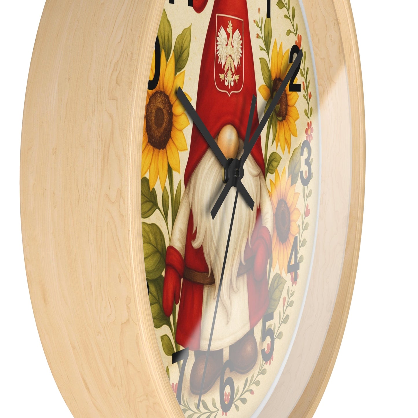 Polish Sunflower Gnome Wall Clock