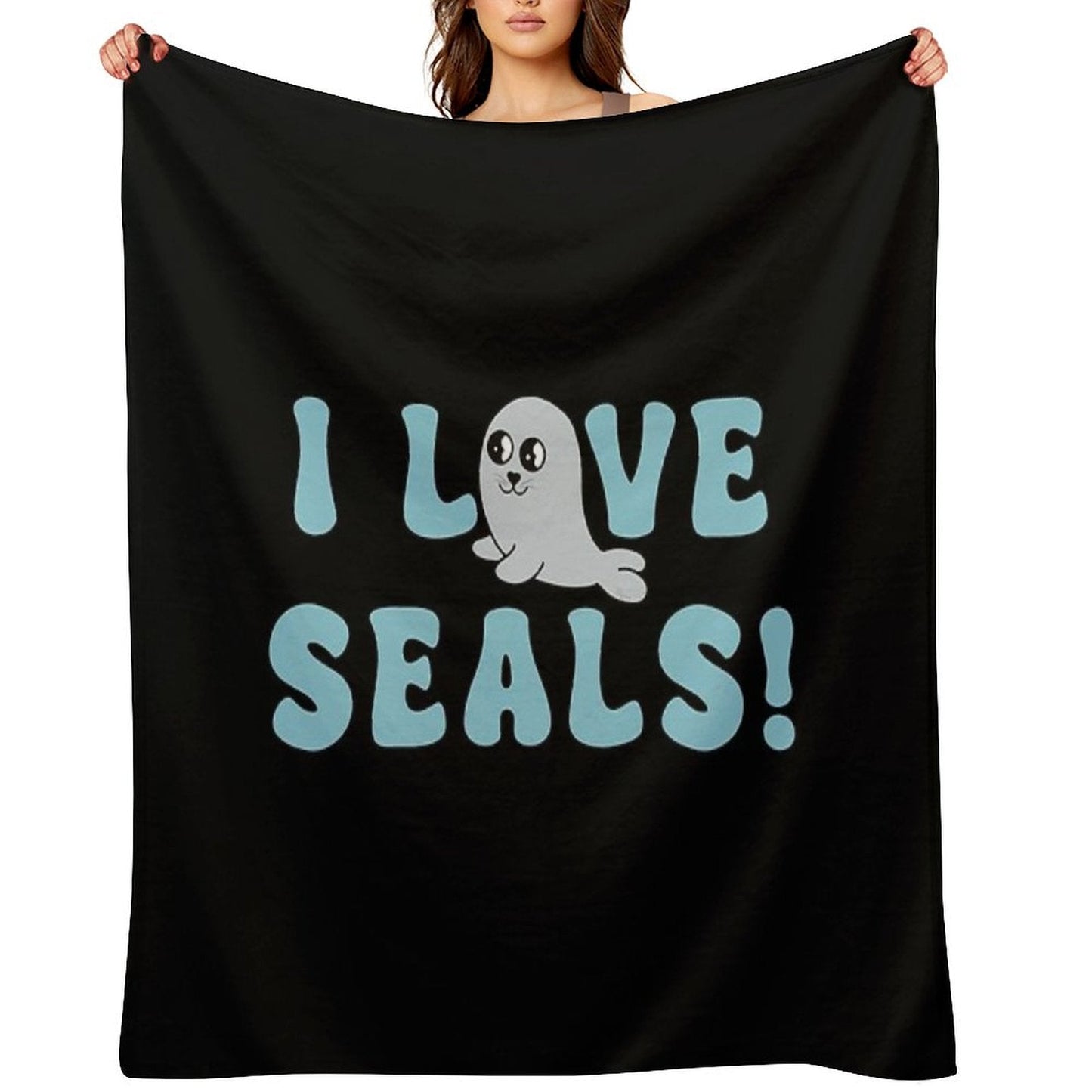I Love Seals Sticker Artwork Throw Blanket