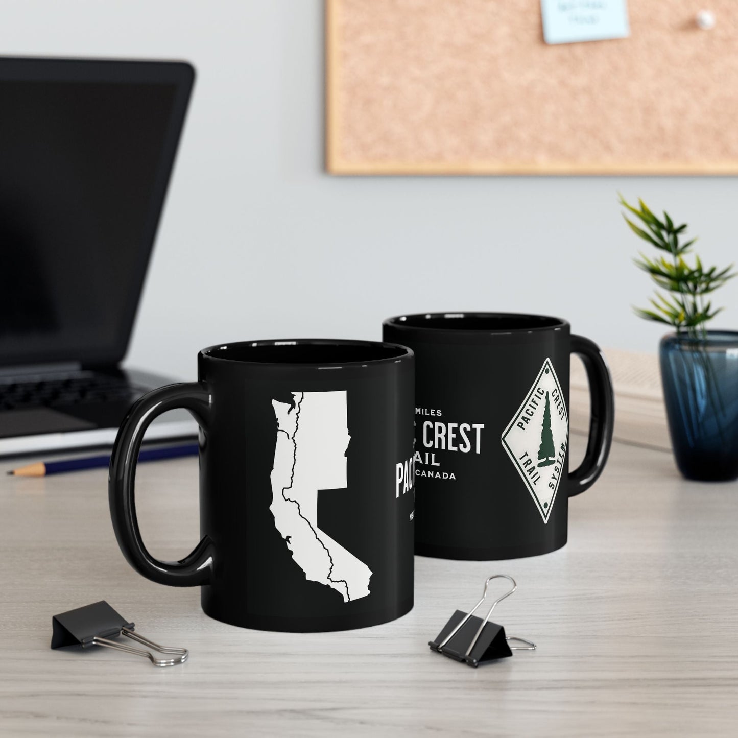 Pacific Crest Trail Classic Marker Black Mug 11oz, 15oz PCT Mexico to Canada Map Hiking Hike Inspired Drinkware