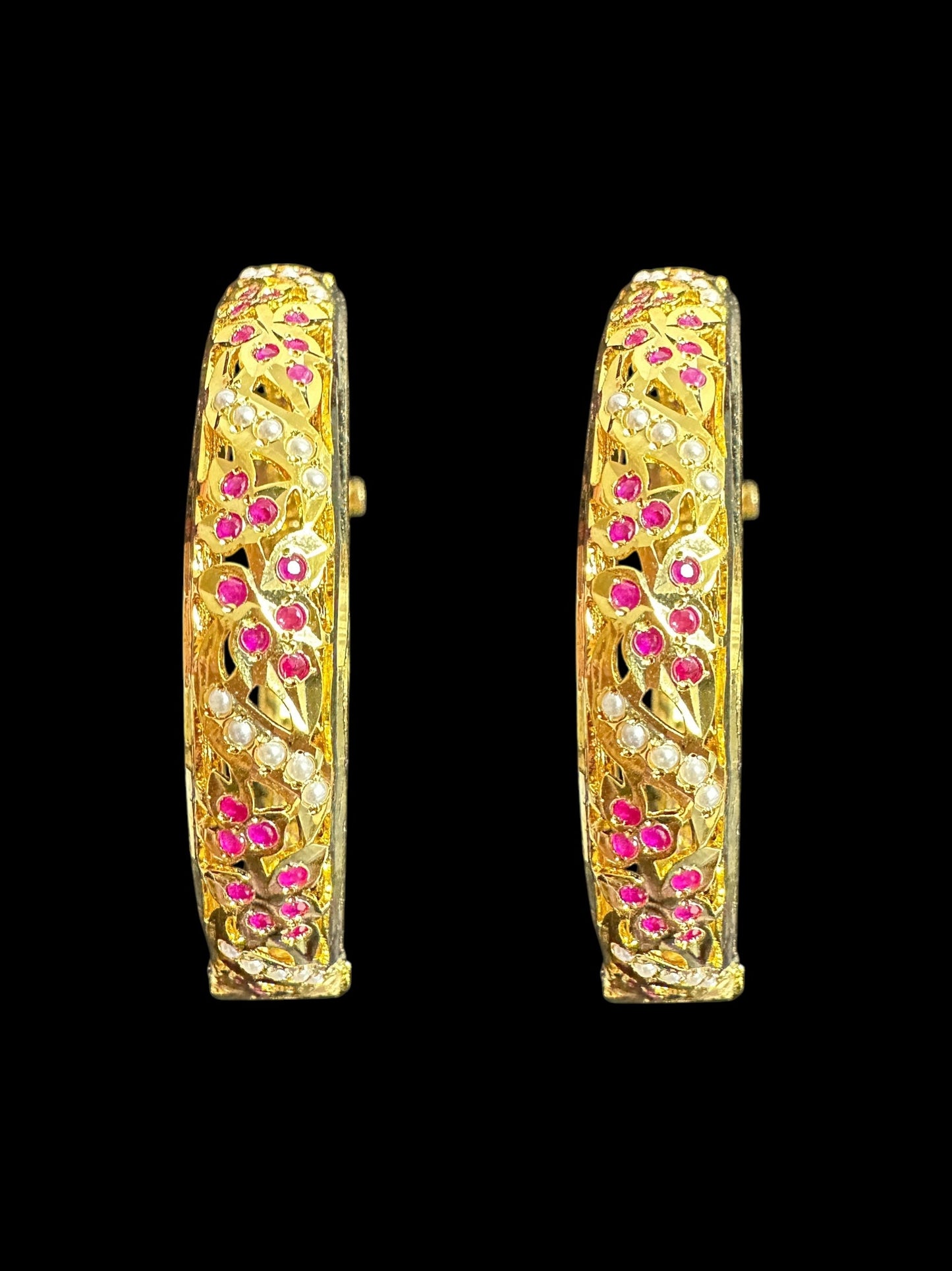 B311 Jadau bangles ( Ruby pearl ) ( READY TO SHIP)