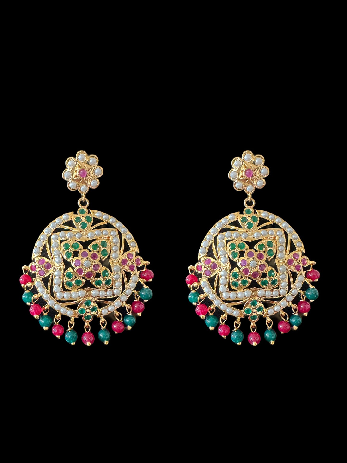 DNS109 Ruchika necklace set in red green ( READY TO SHIP )