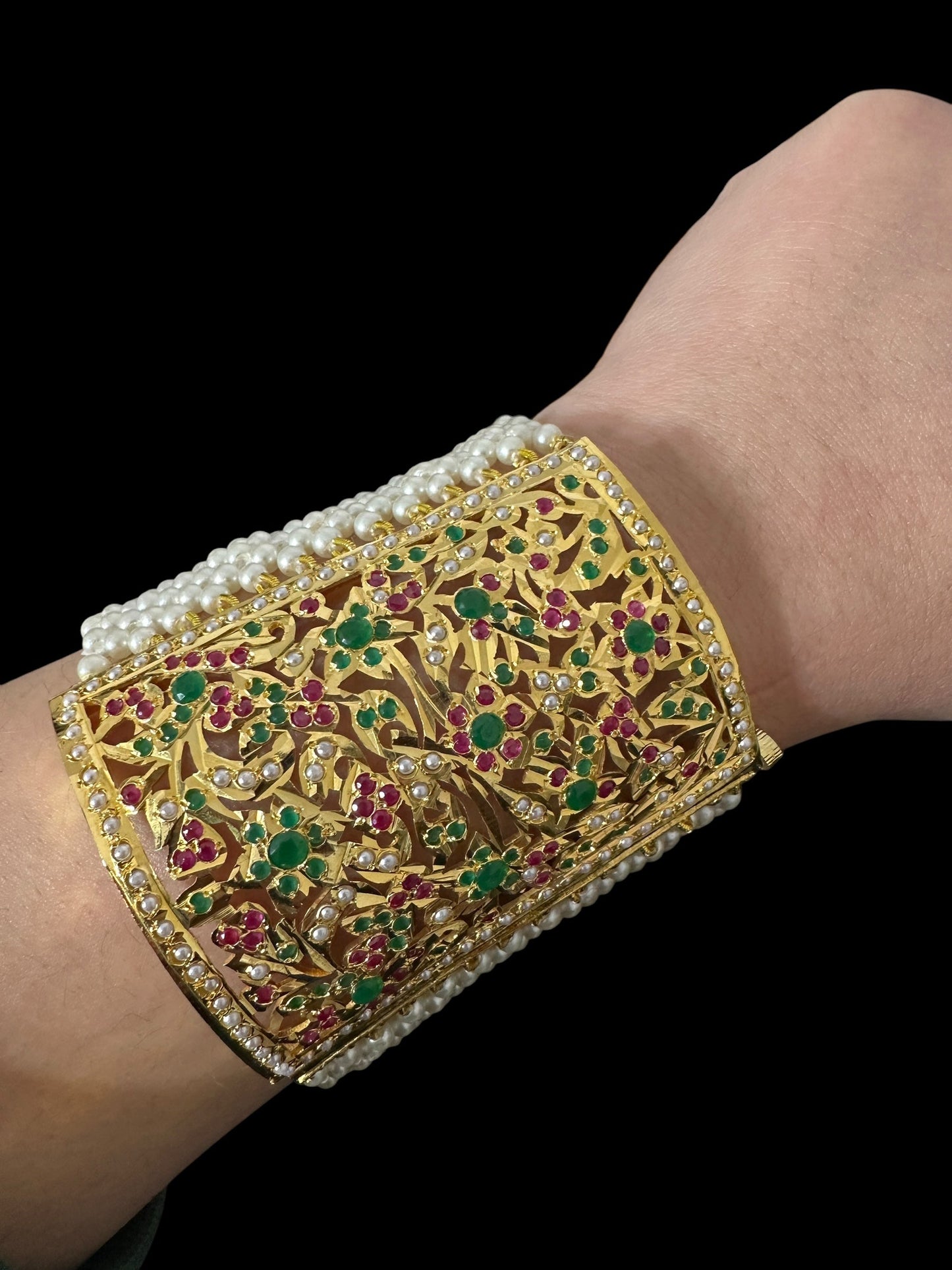Jadau bahi / bracelet - multicolor / ruby emerald ( SHIPS IN 2 WEEKS )