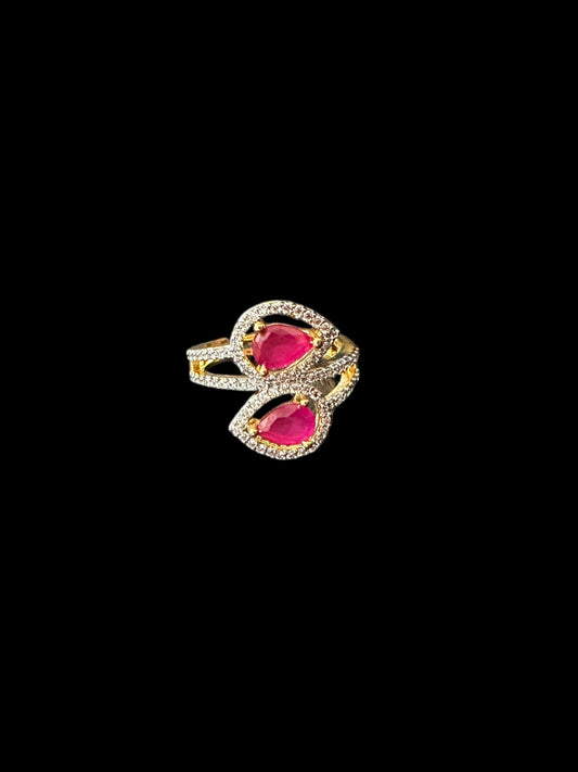 DJR134  Cz gold plated  ring - Ruby( READY TO SHIP)