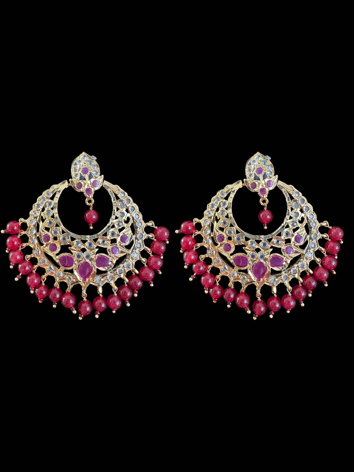 DER723 Noor chandbali in ruby (READY TO SHIP )