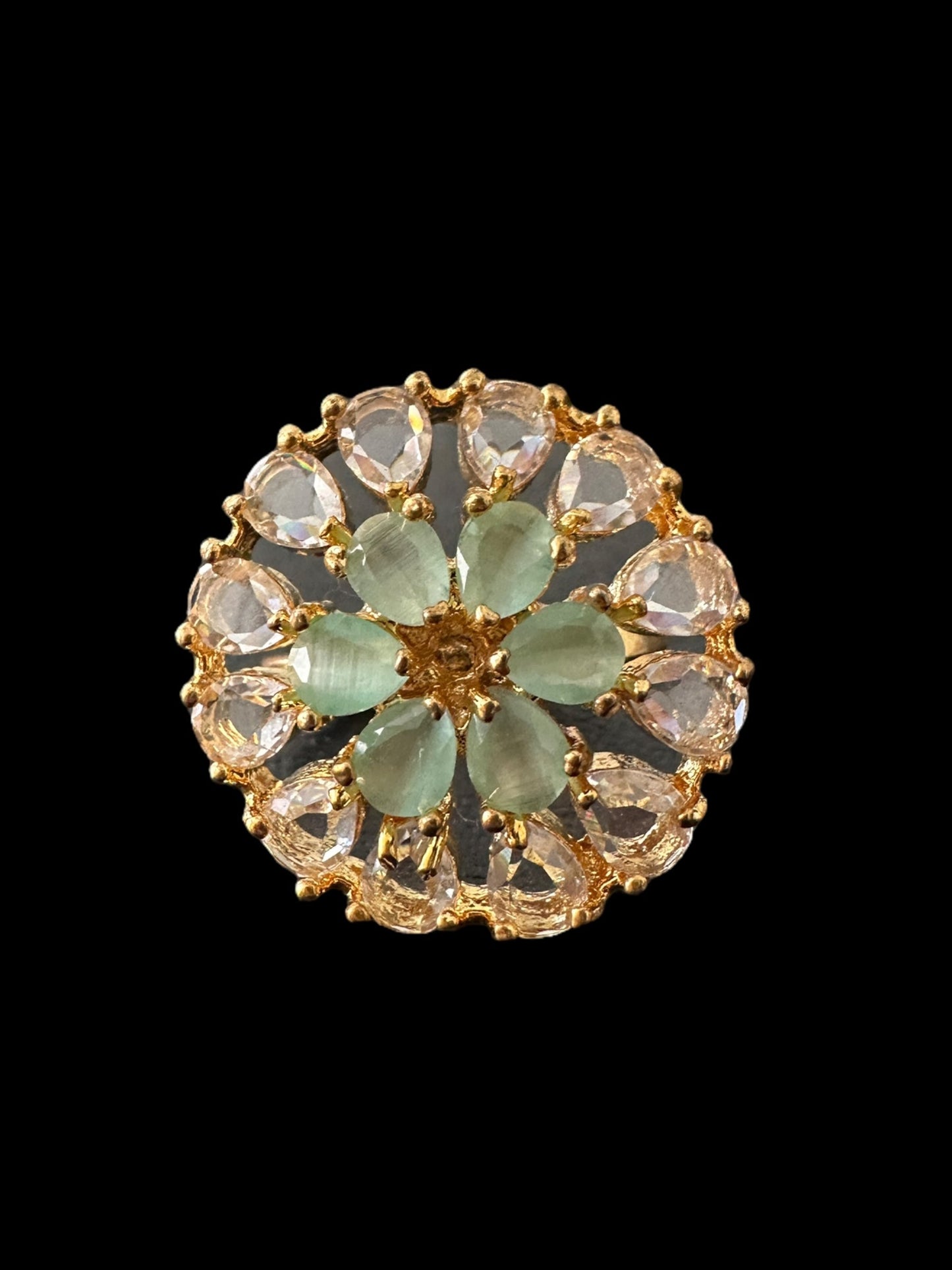 DJR127 Flower Cz polki  ring ( READY TO SHIP)