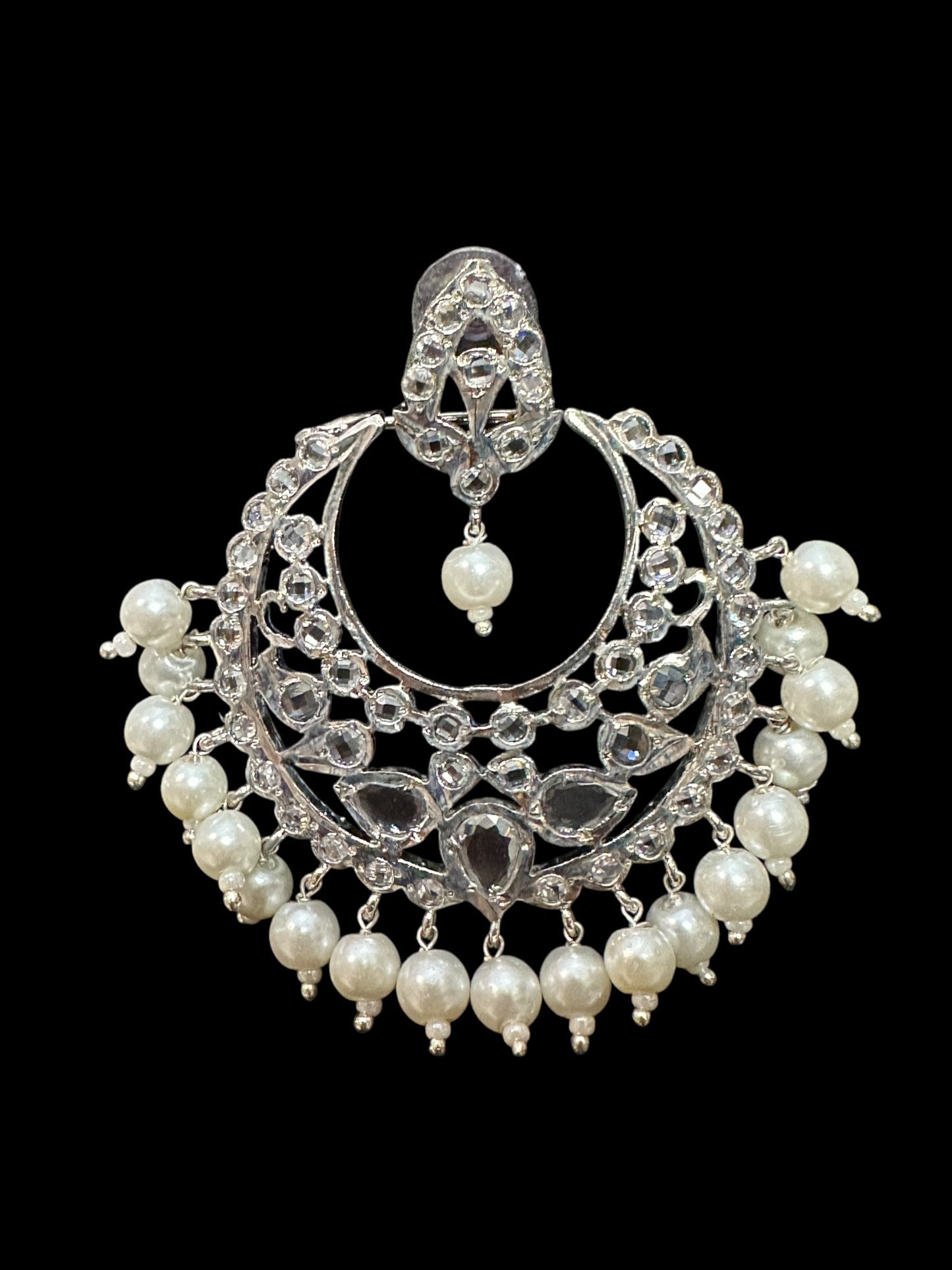 DER630 Noor chandbali in silver plating ( READY TO SHIP )